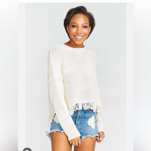 Show Me Your MuMu Sweaters Show Me Your Mumu Frida Fringe Sea Salt